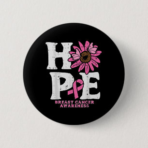 Macaron Rond 5 Cm Hope Daisy Sunflower rose Cancer du sein Sensibili