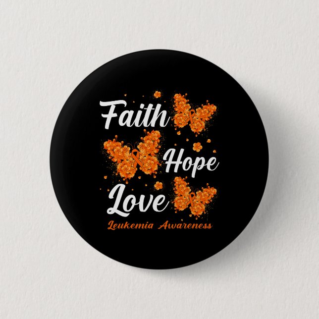 Macaron Rond 5 Cm Hope Love Leukemia (Devant)