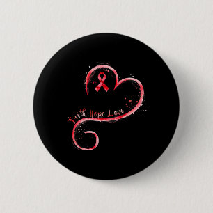 Macaron Rond 5 Cm Hope Love Red Ribbon Sensibilisation aux maladies 