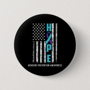 Macaron Rond 5 Cm Hope Usa Drapeau de sensibilisation au suicide Che