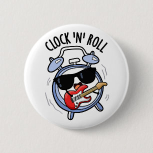 Macaron Rond 5 Cm Horloge Et Rouleau Funny Rock Pun