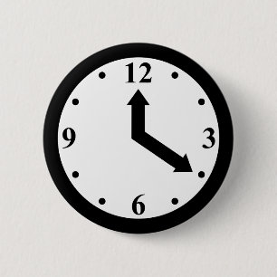 Macaron Rond 5 Cm Horloge noire
