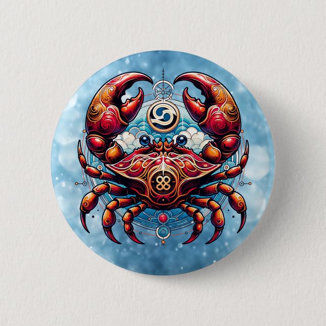 Macaron Rond 5 Cm Horoscope signe astrologique du cancer le crabe (Devant)