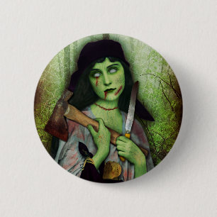 Macaron Rond 5 Cm Horreur gothique de Halloween de fille de zombi