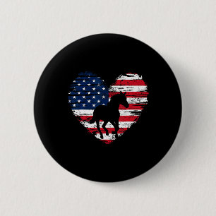 Macaron Rond 5 Cm Horse American Flag Heart 4 juillet Usa Patrioti