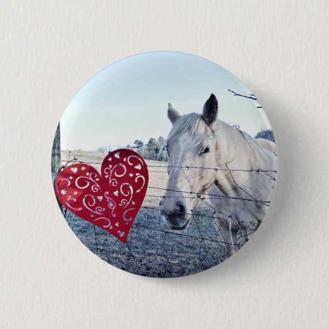 Macaron Rond 5 Cm HORSE coeur Valentine (Devant)