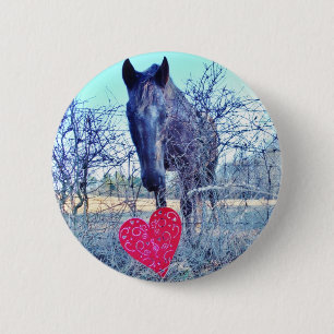 Macaron Rond 5 Cm Horse et heart