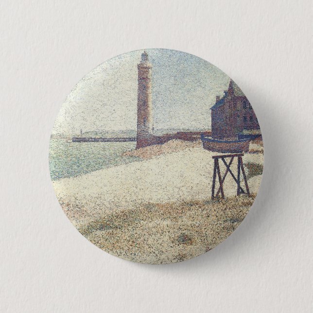 Macaron Rond 5 Cm Hospice et phare, Honfleur par Georges Seurat (Devant)