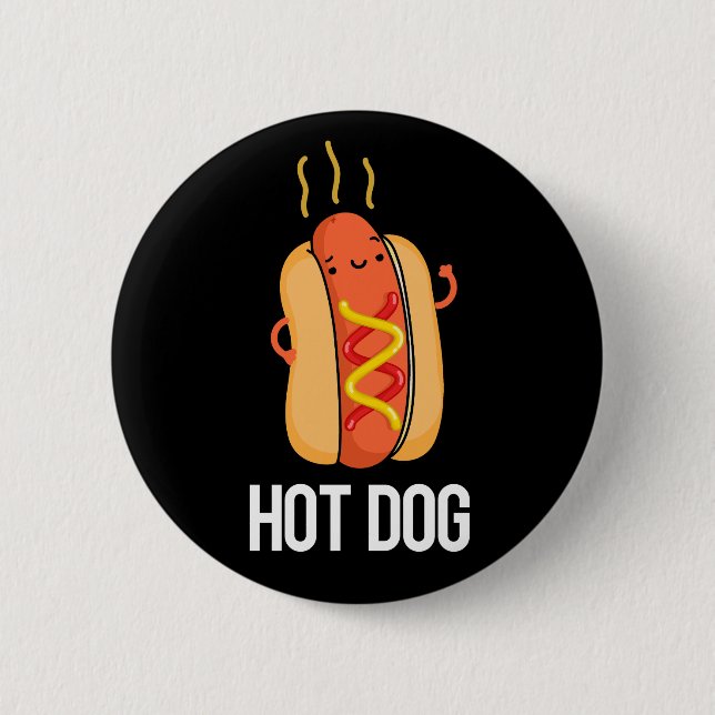 Macaron Rond 5 Cm Hot Dog Funny Snack Pun Dark BG (Devant)
