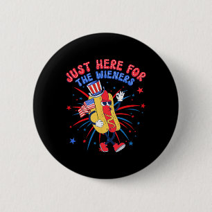 Macaron Rond 5 Cm Hot Dog Je suis juste ici pour les Wieners 4 juill