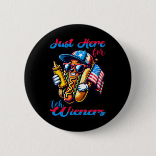 Macaron Rond 5 Cm Hot Dog Je suis juste ici pour les Wieners 4 juill