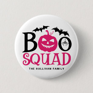 Macaron Rond 5 Cm Hot rose Boo Squad Éffrayant Lettres Halloween