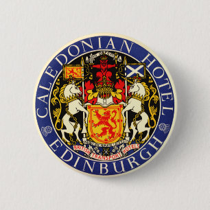 Macaron Rond 5 Cm Hôtel Vintage voyage Caledonian Edinburgh Scotland