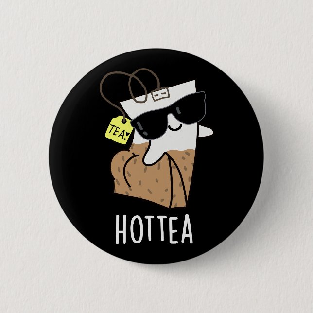 Macaron Rond 5 Cm Hottea Funny Hot Tea Pun Dark BG (Devant)