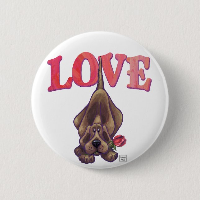 Macaron Rond 5 Cm Hound Dog Valentine's Day (Devant)