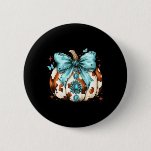 Macaron Rond 5 Cm Howdy Fall Western Citrouille Halloween Cowhide Pu