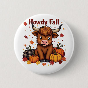Macaron Rond 5 Cm Howdy Y'all Automne Automne Moo Vache Citrouille