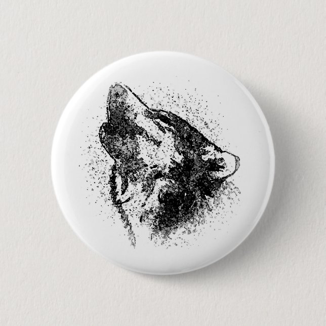 Macaron Rond 5 Cm Howling Wolf (Devant)