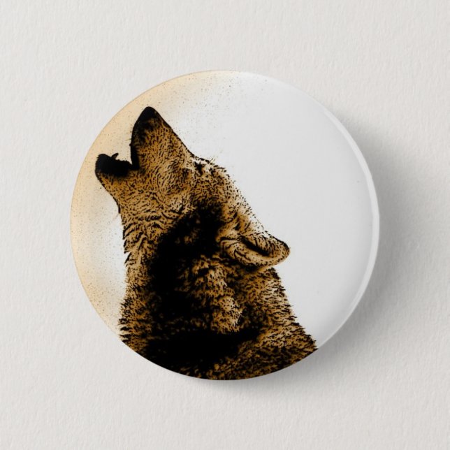 Macaron Rond 5 Cm Howling Wolf (Devant)