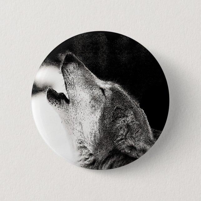 Macaron Rond 5 Cm Howling Wolf (Devant)