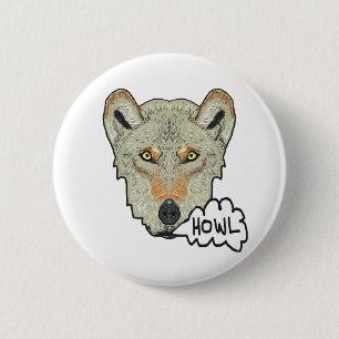 Macaron Rond 5 Cm Howling Wolf