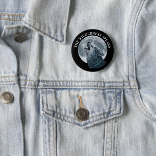 Macaron Rond 5 Cm Howling Wolf et Moon
