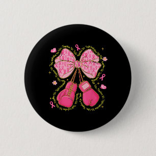 Macaron Rond 5 Cm Hugvyn Cancer du sein Pink Gants de boxe Survivant