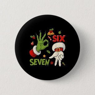 Macaron Rond 5 Cm Hugvyn drôle six sept mème Noël Santa disant