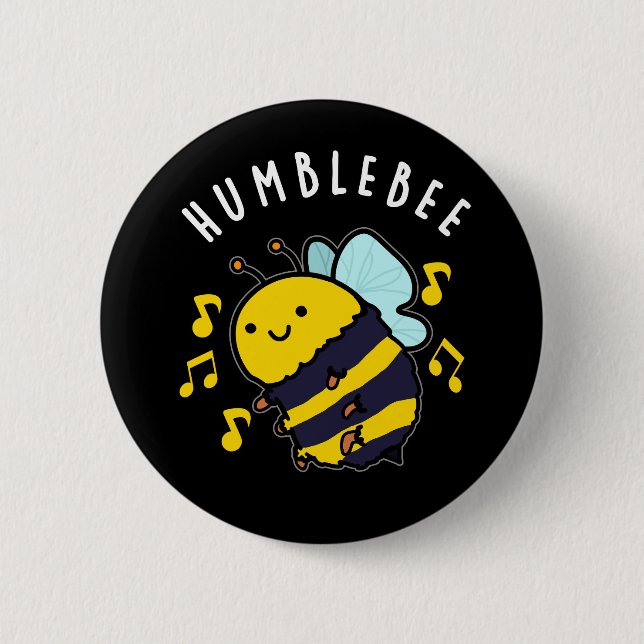 Macaron Rond 5 Cm Humble Bee Funny Bumblebee Pun Dark BG (Devant)