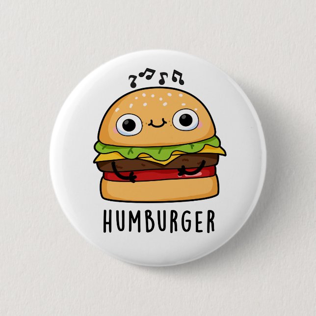 Macaron Rond 5 Cm Humburger Funny Humming Burger Pun (Devant)