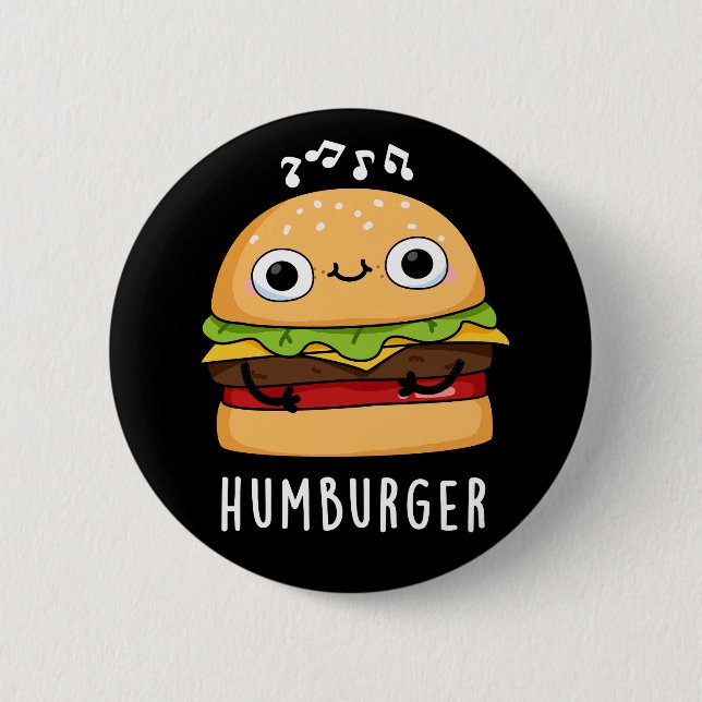 Macaron Rond 5 Cm Humburger Funny Humming Burger Pun Dark BG (Devant)