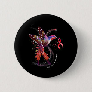 Macaron Rond 5 Cm Hummingbird Holding Burgundy Ribbon Cerveau Aneury