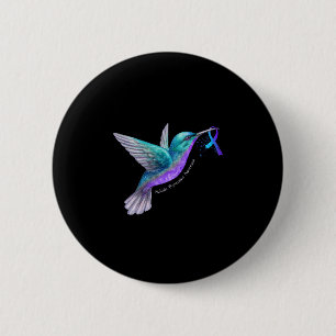 Macaron Rond 5 Cm Hummingbird Purple Blue Ribbon Prévention du suic