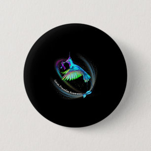 Macaron Rond 5 Cm Hummingbird Purple Blue Ribbon Prévention du suici