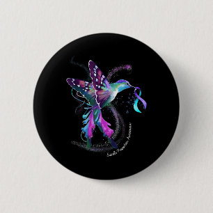 Macaron Rond 5 Cm Hummingbird Purple Ribbon Prévention du suicide
