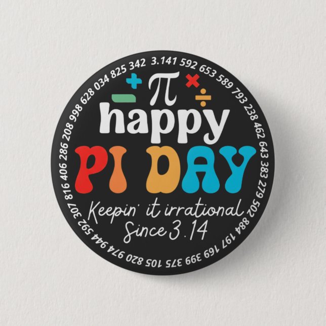 Macaron Rond 5 Cm Humor Be Irrational Celebrate Pi Symbol Math  (Devant)