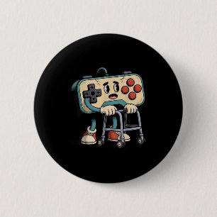 Macaron Rond 5 Cm Humoristique Rétro Ancien Joueur de Jeux Vidéo Cli
