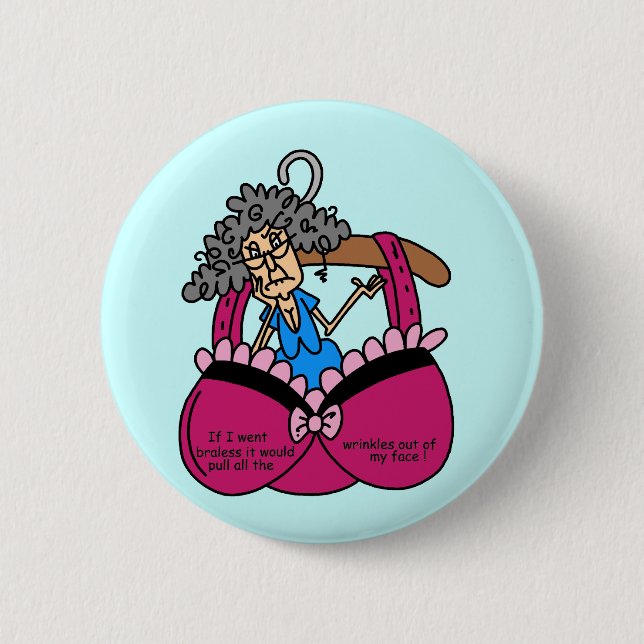 Macaron Rond 5 Cm Humour Bras et Wrinkles (Devant)