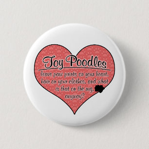 Macaron Rond 5 Cm Humour de chien d'empreintes de pattes de caniche