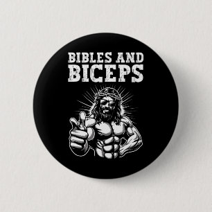 Macaron Rond 5 Cm Humour de gym musculation fitness Bibles et biceps