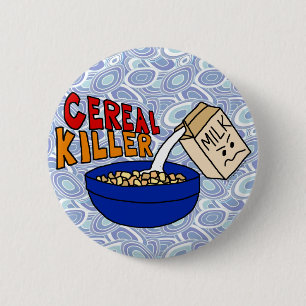 Macaron Rond 5 Cm Humour de nourriture de petit déjeuner de tueur d