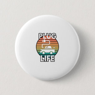 Macaron Rond 5 Cm Humour électrique Plug Life Voiture EV