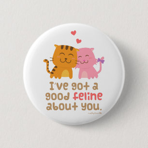 Macaron Rond 5 Cm Humour félin de calembour de confession d'amour de