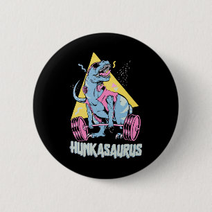 Macaron Rond 5 Cm Hunkasaurus T Rex Dinosaure Drôle De Gym Et D'entr