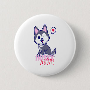 Macaron Rond 5 Cm Husky Chig Maman Cute Kawaii Chiot