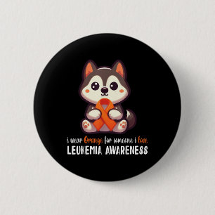 Macaron Rond 5 Cm Husky Je Porte Orange Pour Quelqu'un Que J'aime Le
