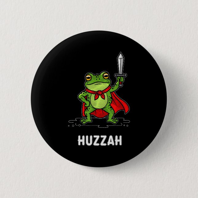 Macaron Rond 5 Cm Huzzah Frog  (Devant)