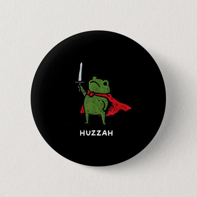 Macaron Rond 5 Cm Huzzah Frog Knight Funny Sword Meme Quote  (Devant)