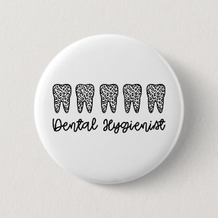Macaron Rond 5 Cm Hygiéniste dentaire   RDH Dentist Léopard dents ca