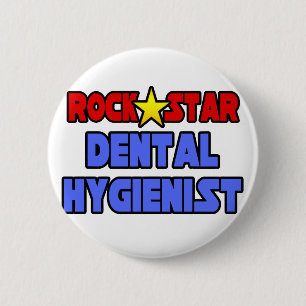 Macaron Rond 5 Cm Hygiéniste dentaire rock Star